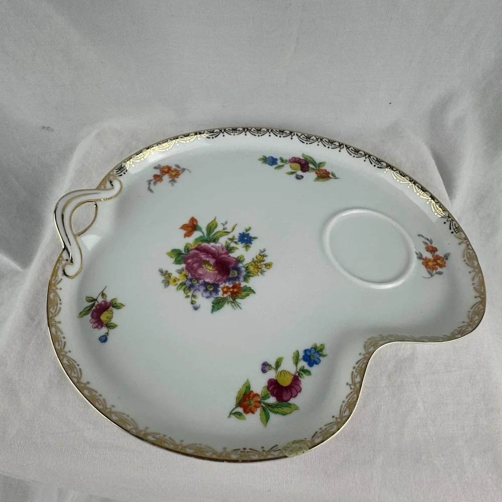 Vintage Noritake Porcelain Snack Set Pink Cabbage Rose Morimura